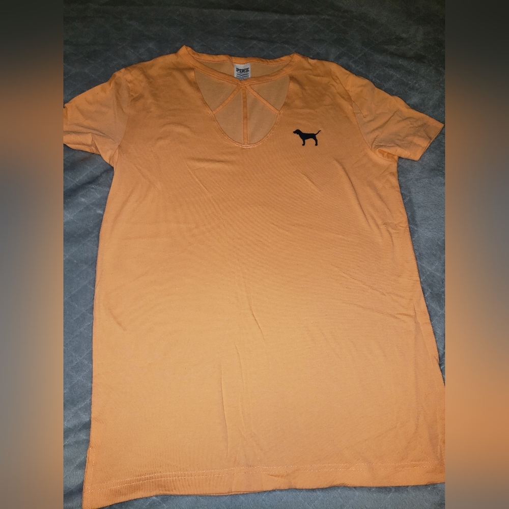 PINK orange shirt with cut out